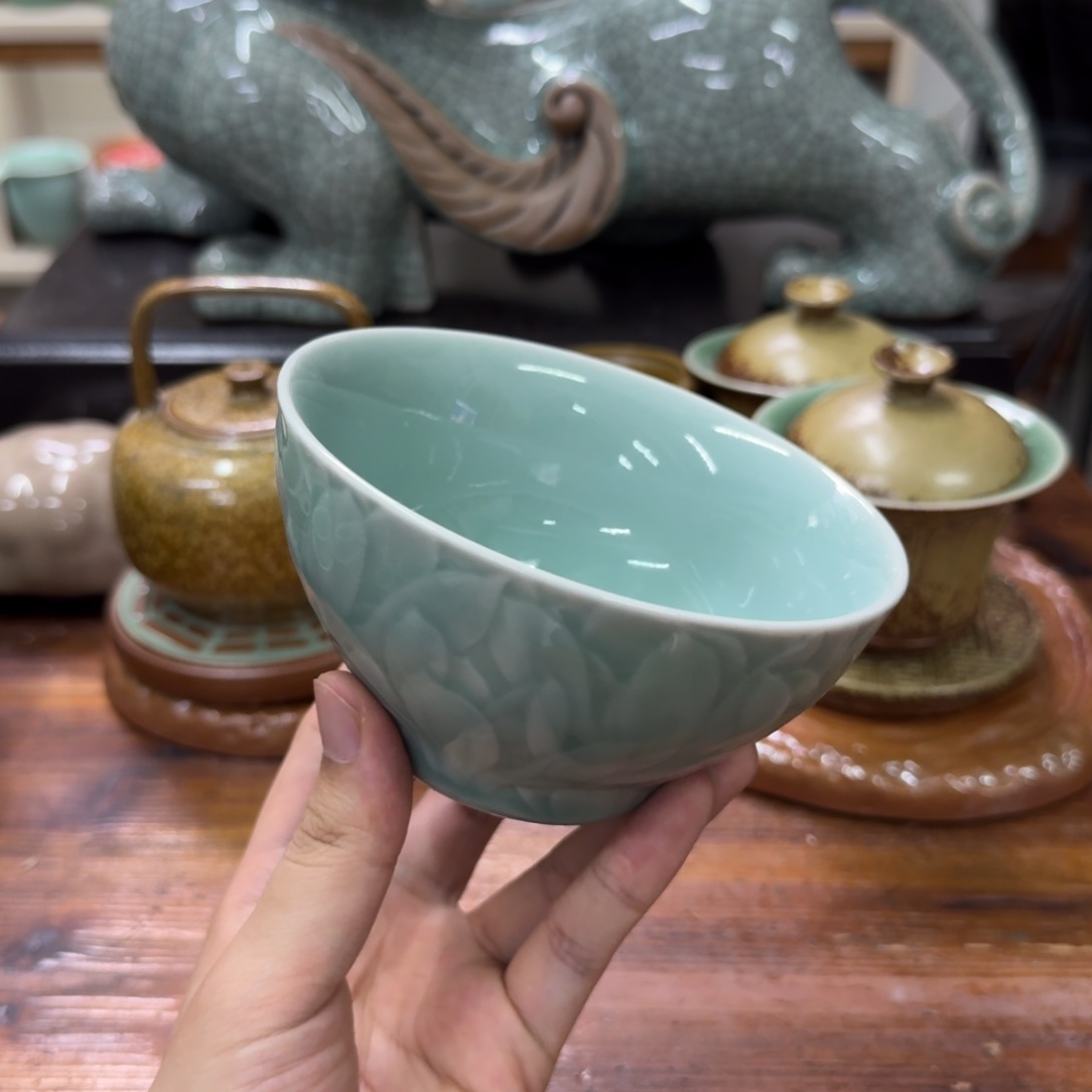 偷****闲龙泉青瓷茶具微瑕6044六个