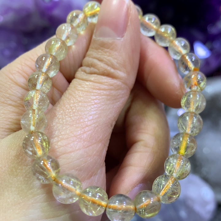 水晶大型摆件（非配饰）未镶嵌金发晶7.5mm手串h