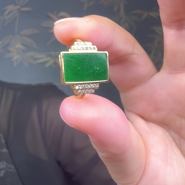 翡翠戒指银S925镶嵌