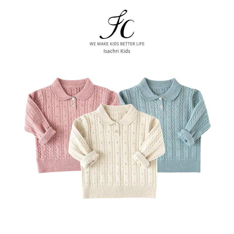 晶晶家【晴彩】学院风小翻领儿童毛衣秋冬女童打底针织衫宝宝 IS965