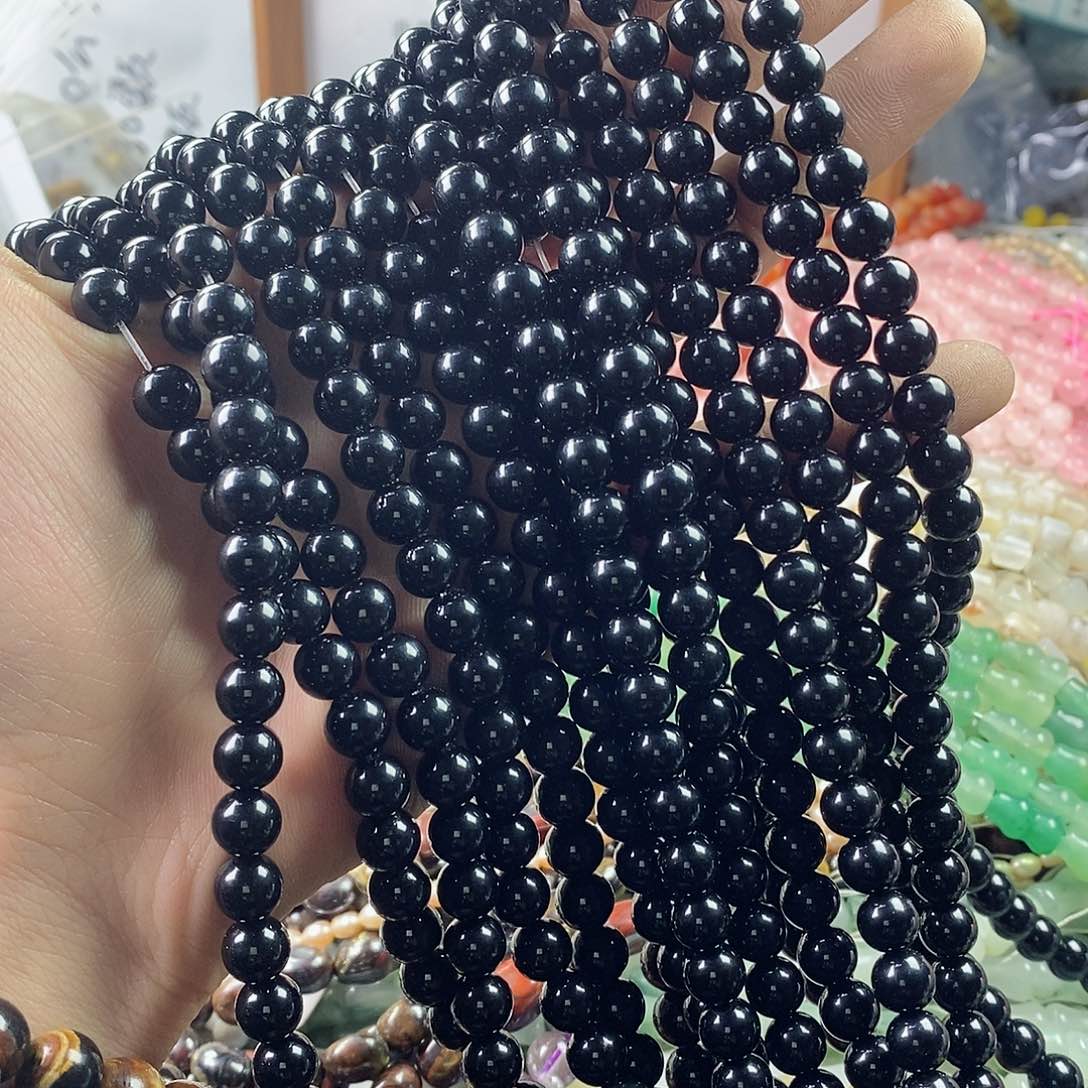 玛瑙/玉髓珠宝半成品未镶嵌一条天然8mm黑玛瑙