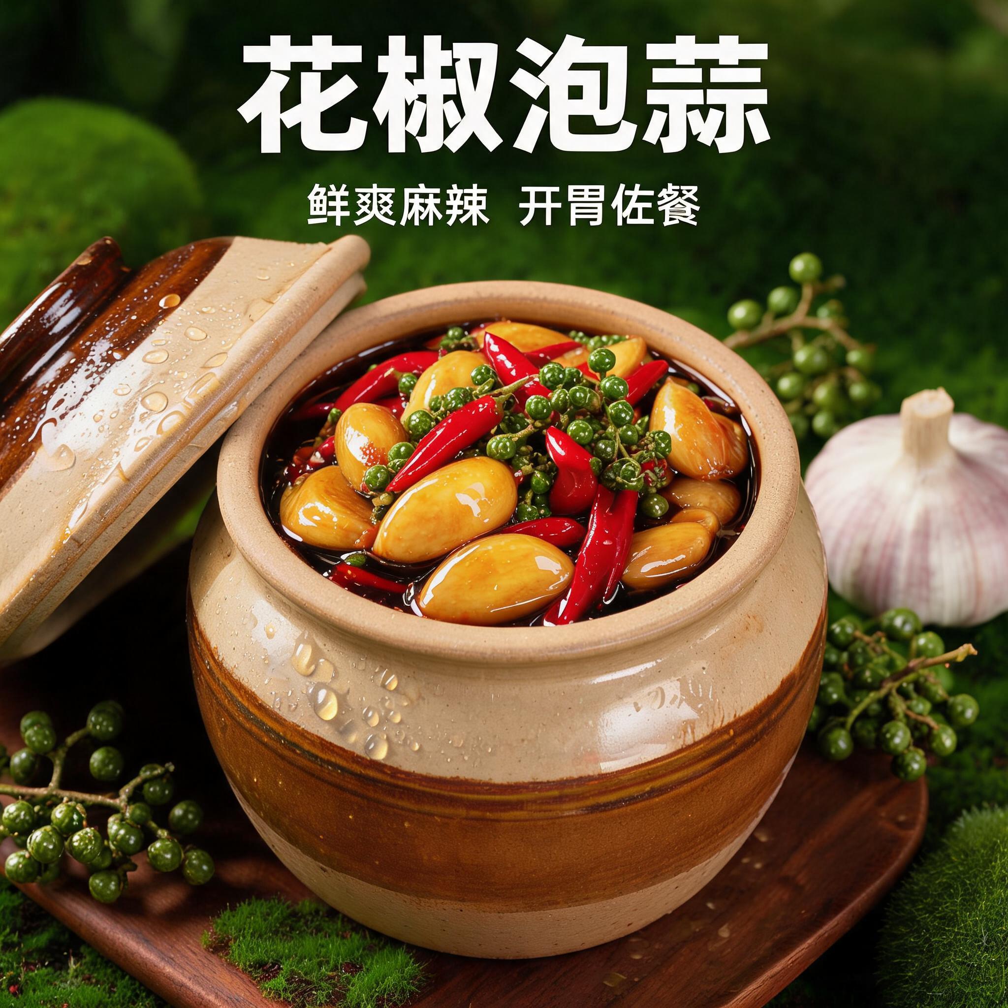 花椒泡大蒜农家手工老坛青花椒泡蒜头酱香辣腊八蒜泡菜开味下饭菜商品图