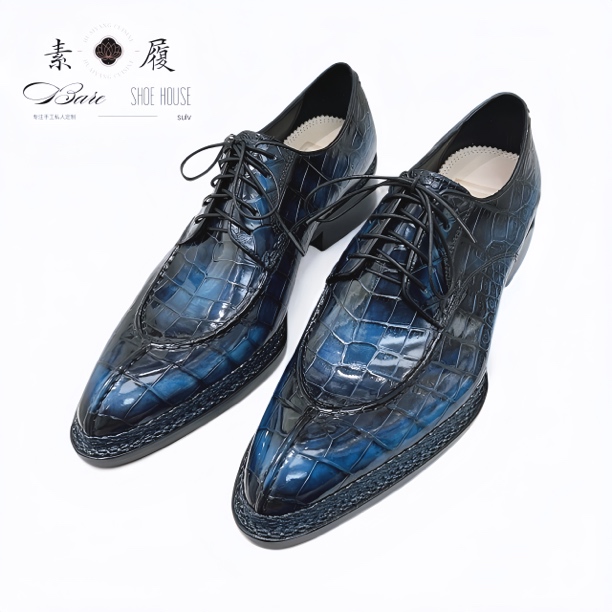 素履手工擦色挪威缝男士真皮底皮鞋