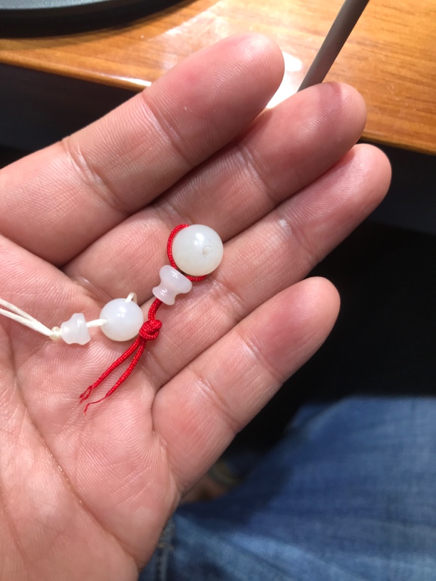 和田玉：白玉三通配饰.白润