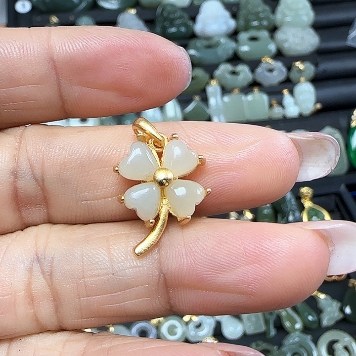 和田玉吊坠(不含链)银S925镶嵌