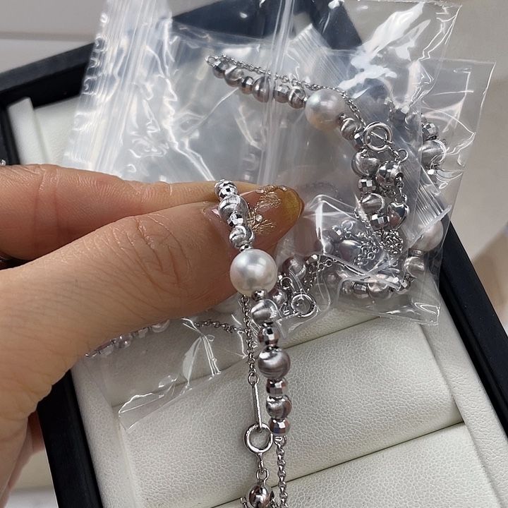 银S925镶嵌手绳海水珍珠