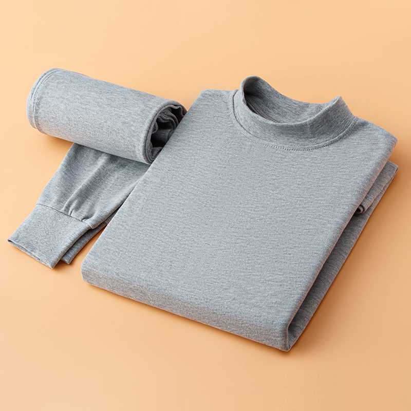 新款男士秋衣秋裤套装半高领棉毛衫中老年薄款全棉保暖内衣男圆领