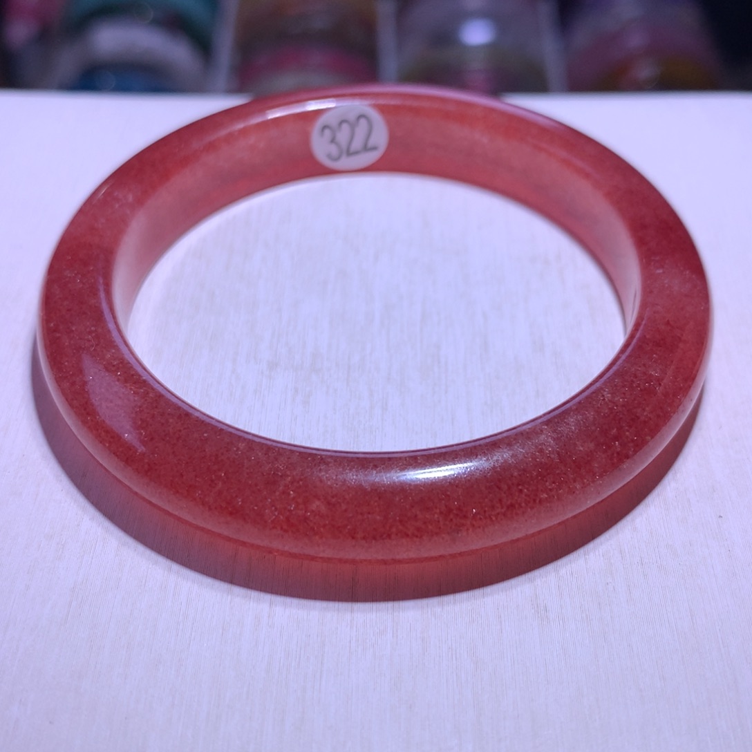 手镯银S925镶嵌水晶鸽血红草莓晶57.4圈322