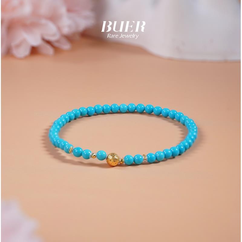 【不二】睡美人蓝松18K金DIY单圈手串3mm+