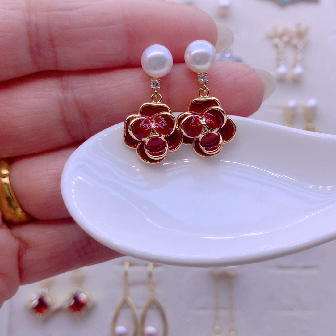 耳饰合金淡水珍珠