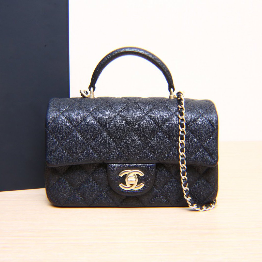 99新 Chanel/香奈儿 小花Jerry P205437747 CF 大Mini 黑色31开