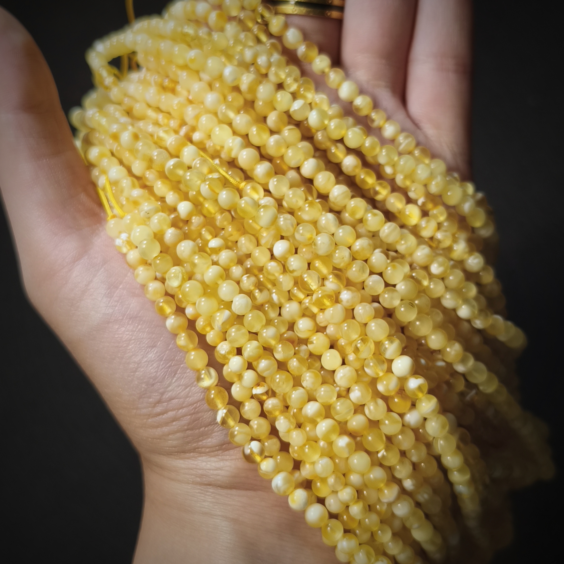 天然蜜蜡时尚金白小米链4+（多样性拍一发一）