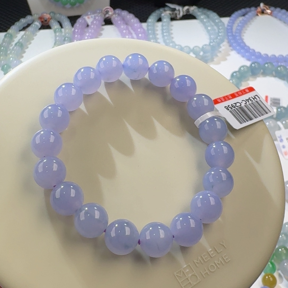 翡翠手串未镶嵌冰胶浓紫
