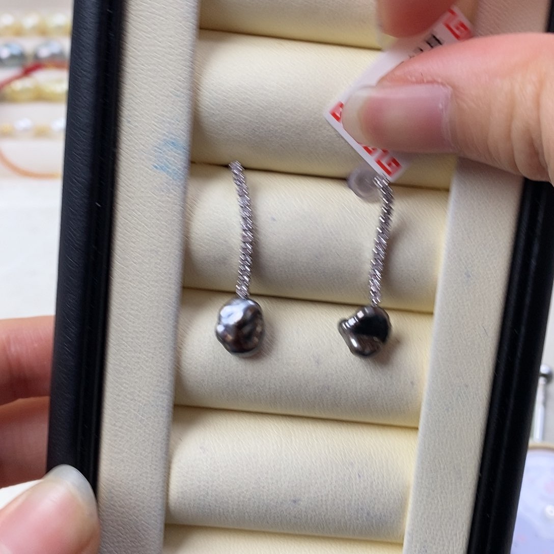 海水珍珠耳饰银S925镶嵌