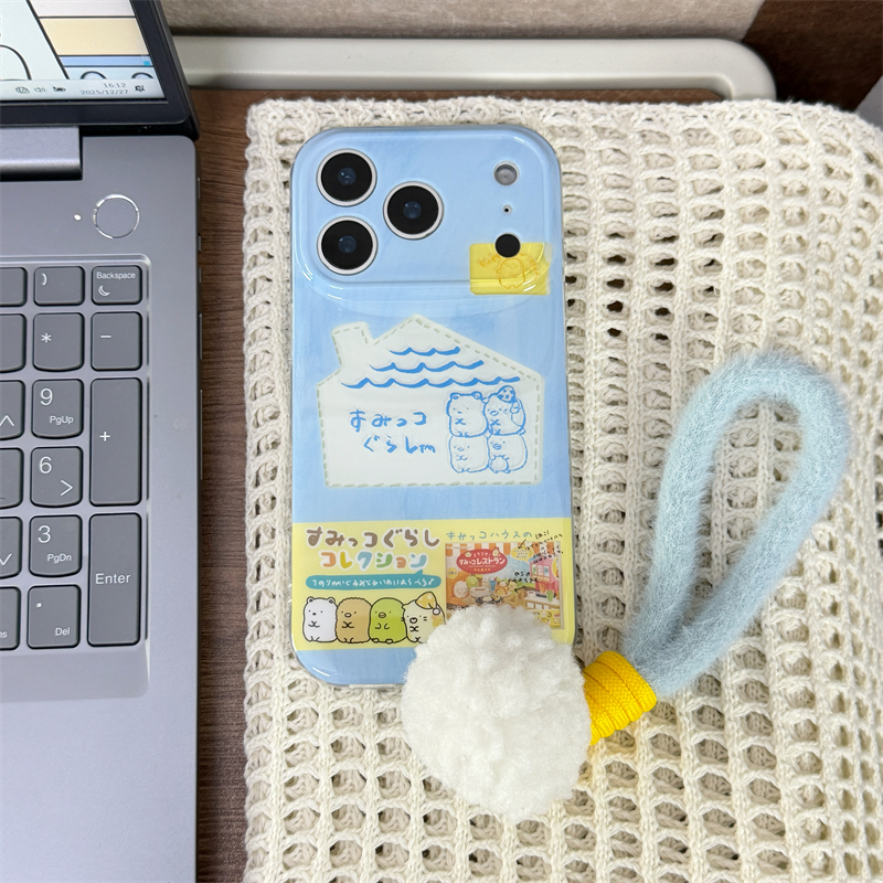 双层房屋卡通角落生物+挂绳适用16promax手机壳iPhone17苹果15/14