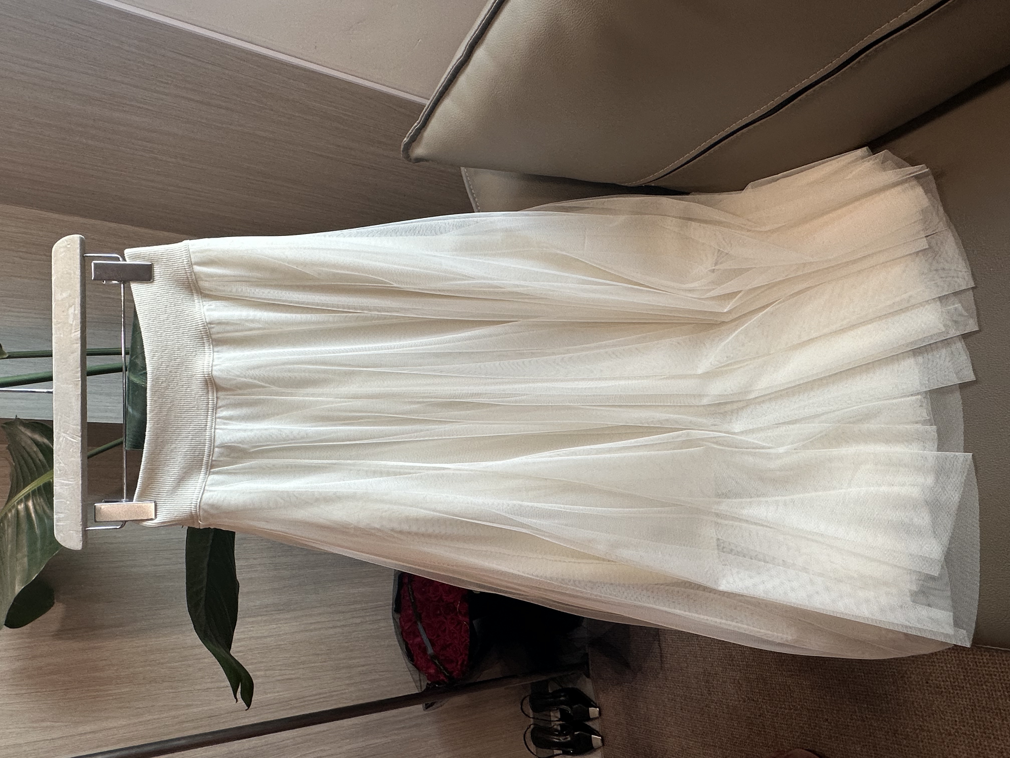 内里100羊毛纯色松紧腰网纱法式百搭半身裙