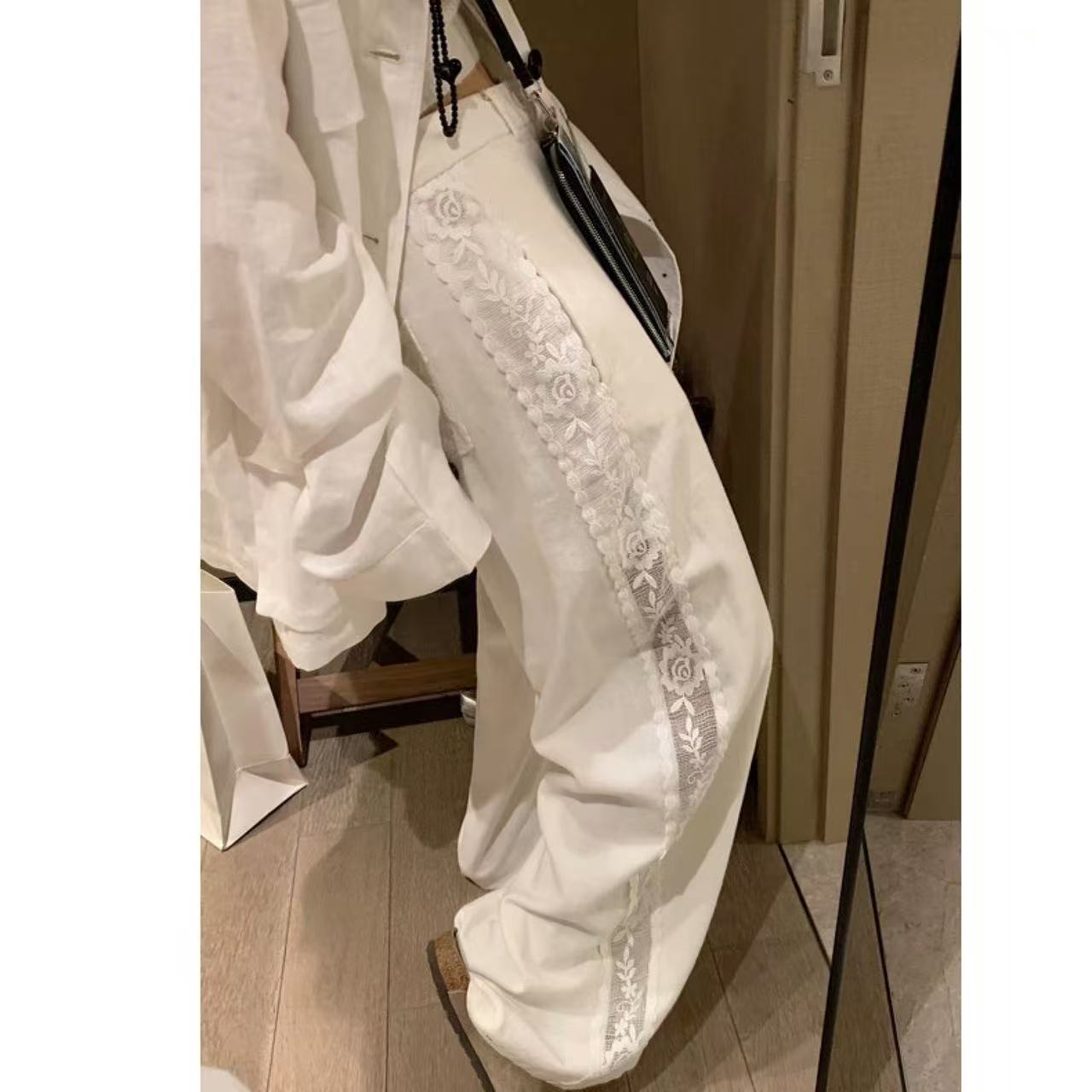徐秋阳   提花边裤  春季新款百搭时尚休闲显瘦显白休闲裤9817