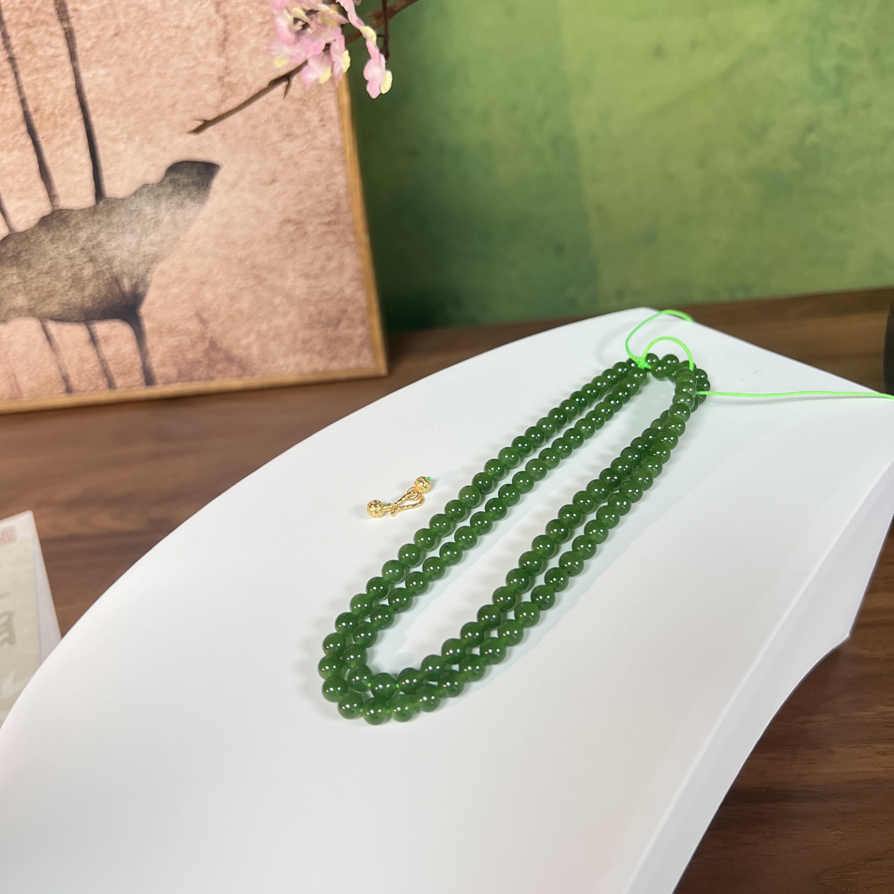 【天工雅集】天然和田玉碧玉108项链 卡6mm TG