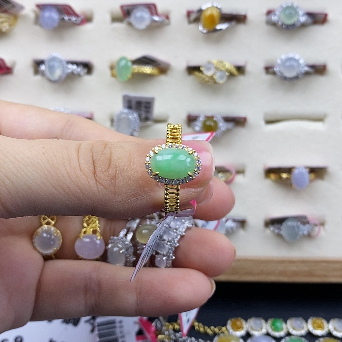 翡翠银S925镶嵌戒指