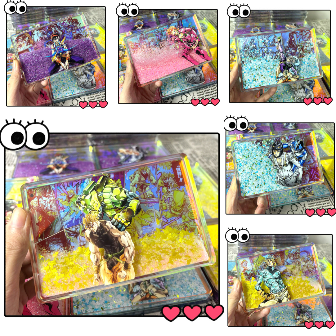 JOJO的奇妙冒险精美镭射手工流沙麻将冰箱贴摆件流麻-10*15*1.5CM