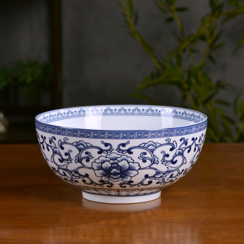 【高白瓷9英寸青花大汤碗】景德镇高温陶瓷大汤碗汤碗加厚碗汤盆
