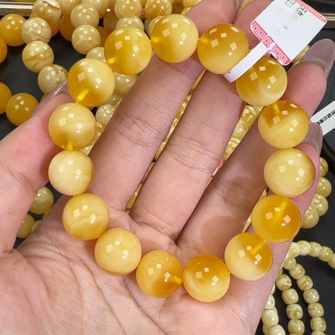 琥珀未镶嵌手链22金白