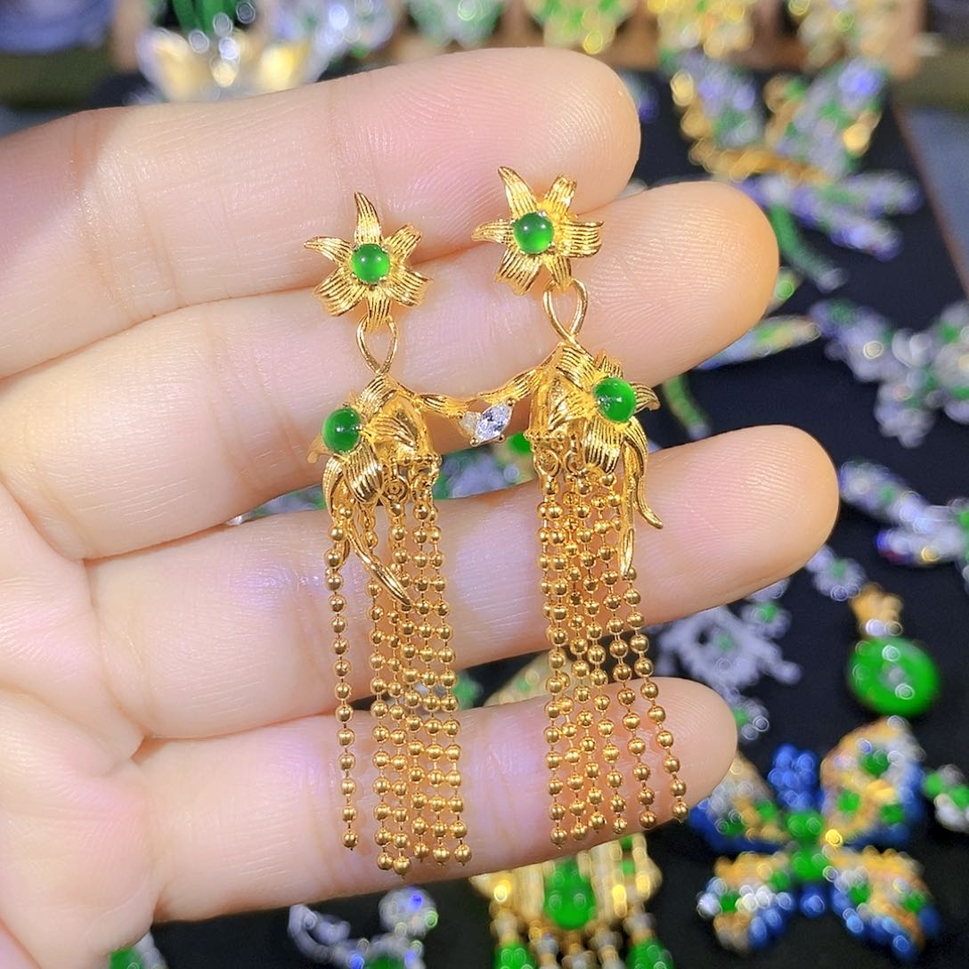 吊坠(不含链)银S925镶嵌翡翠