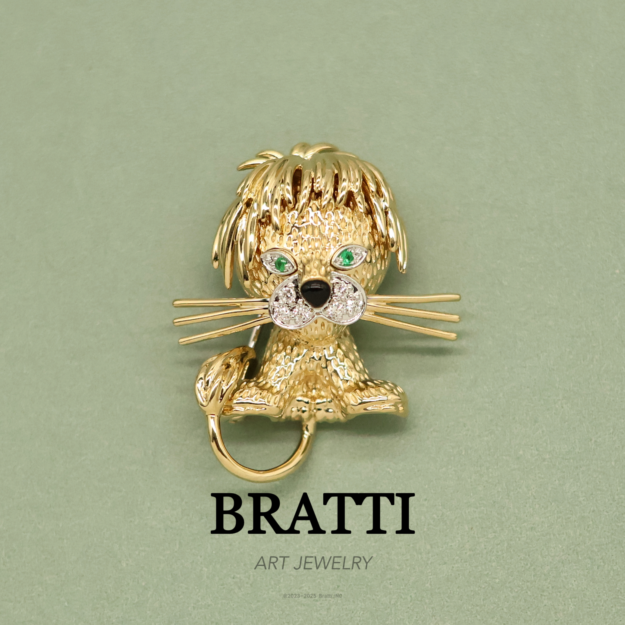 Bratti珠宝“童话王国”18K金钻石祖母绿狮子胸针-KXZ250401