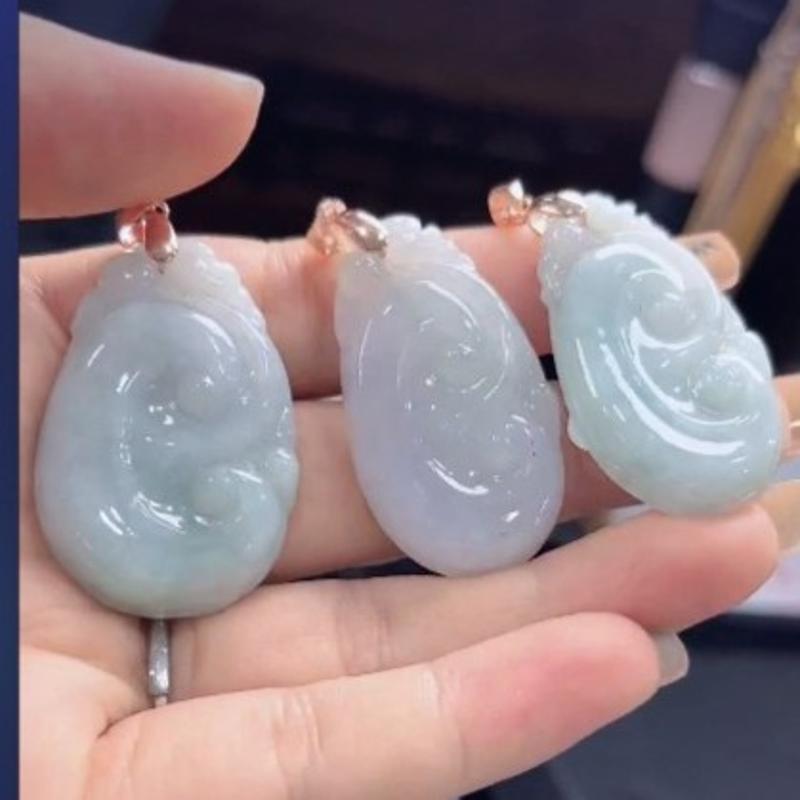 李书锦保真天然翡翠春彩如意吊坠 高货 BY A1027 单个 多样性发货