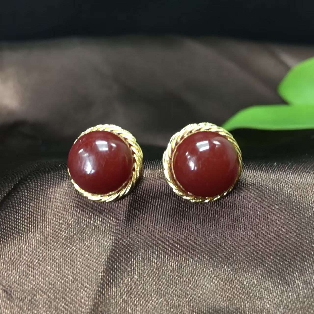 黄铜树脂耳饰 藏饰仿阿卡高级耳钉轻奢喜庆耳坠 经典民族风风耳饰