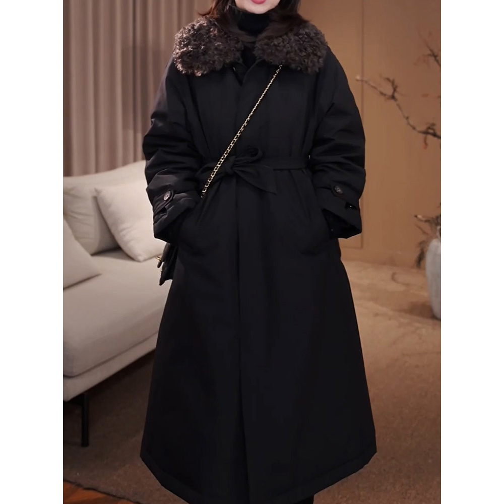 时尚简约百搭保暖羽绒服外套女2025冬季新款高级气质显瘦长款大衣