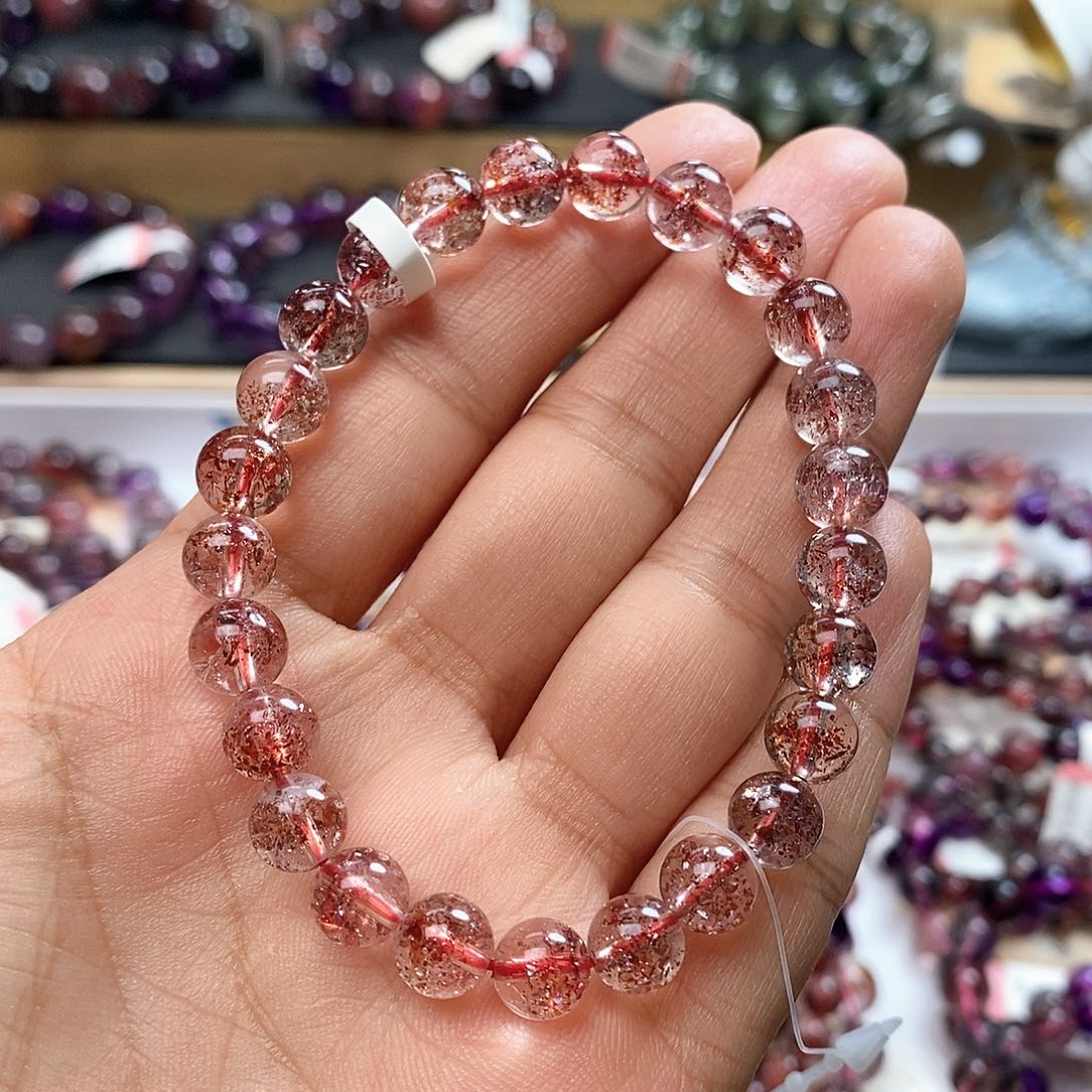 未镶嵌手链水晶透体金草莓7.9m V123