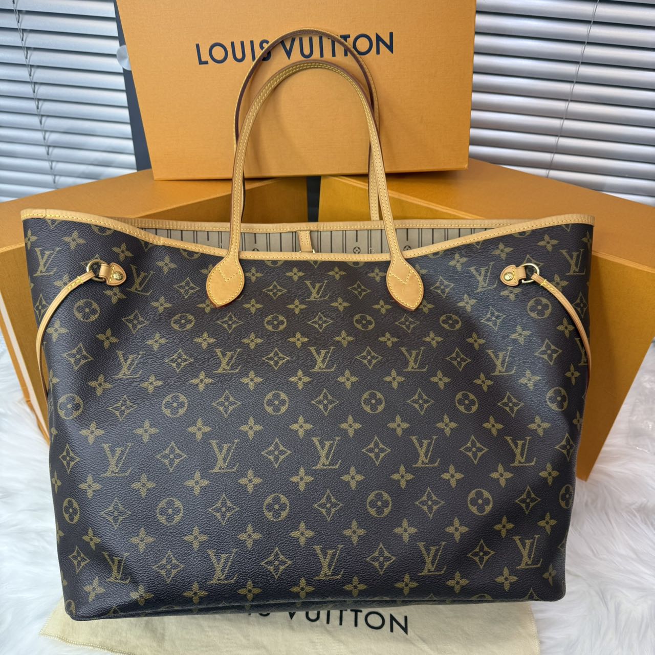 99新 LouisVuitton/路易威登 LV neverfull大号购物袋单肩包 