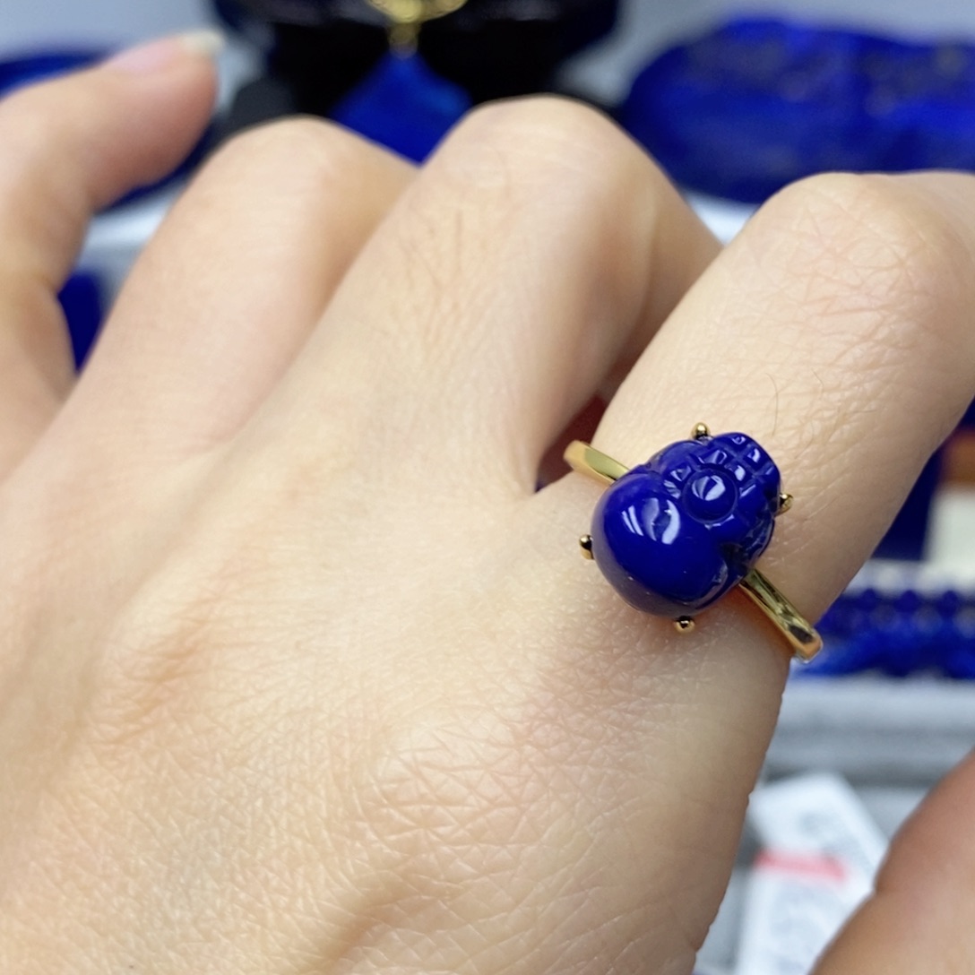 青金石戒指银S925镀金镶嵌