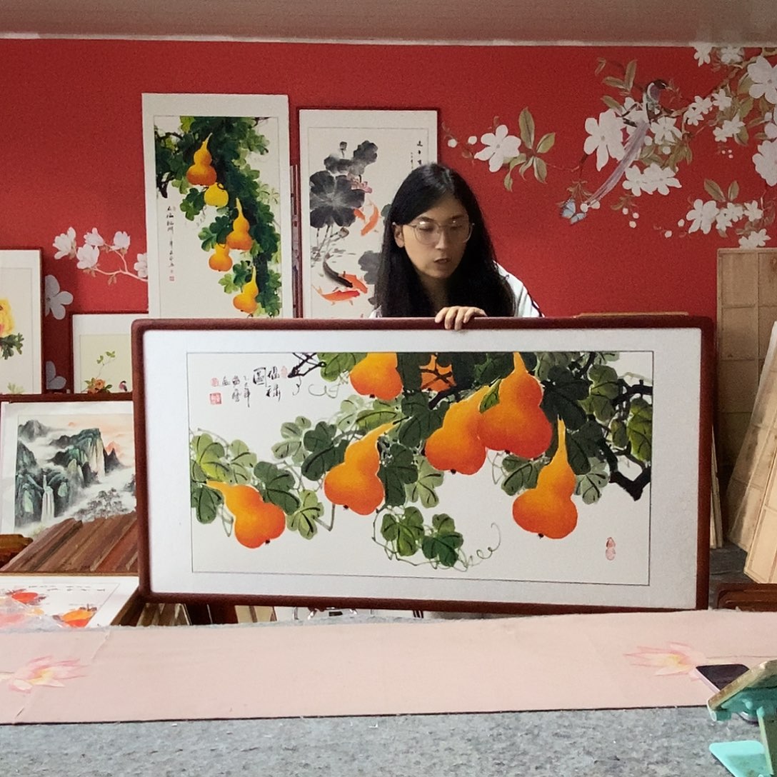 国画手写手绘带框包邮国画作品62✖️122