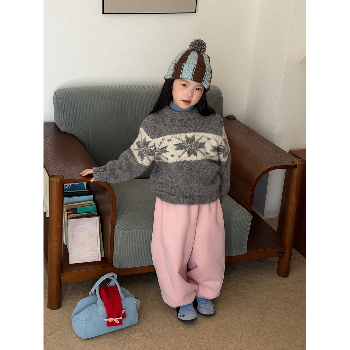 Harper kids 韩版简约休闲百搭可束脚加绒卫裤 H25071116