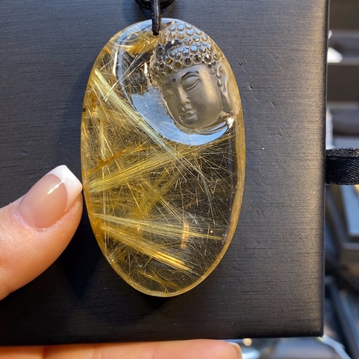 颈饰未镶嵌发晶金发晶佛祖吊坠