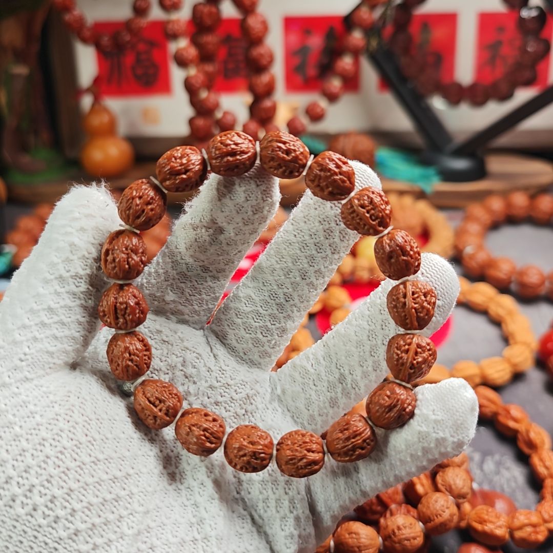 蓝***月手串文玩核桃炮弹桩蚂蚁纹楸子核桃手持