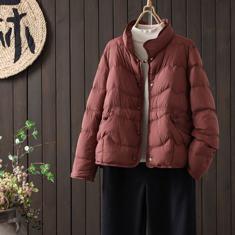 【涧蓝正品】新款减龄显瘦纯色90白鸭绒羽绒服女保暖时尚外套