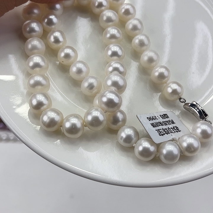 淡水珍珠颈饰银S925镶嵌卡10➕冷白