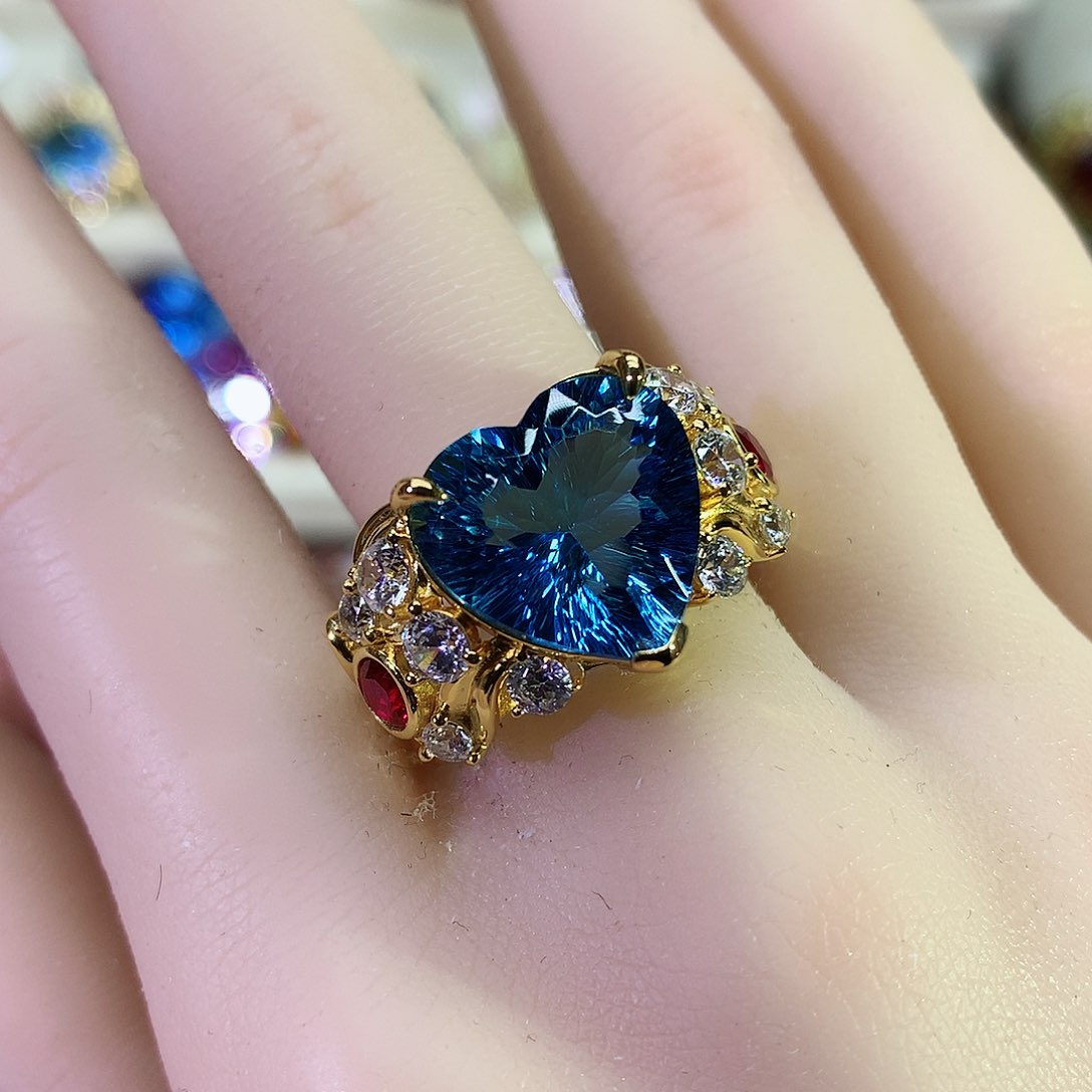 托帕石戒指银S925镶嵌