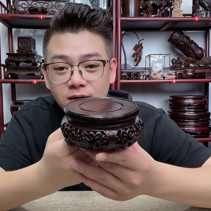 大红酸枝工艺品底座