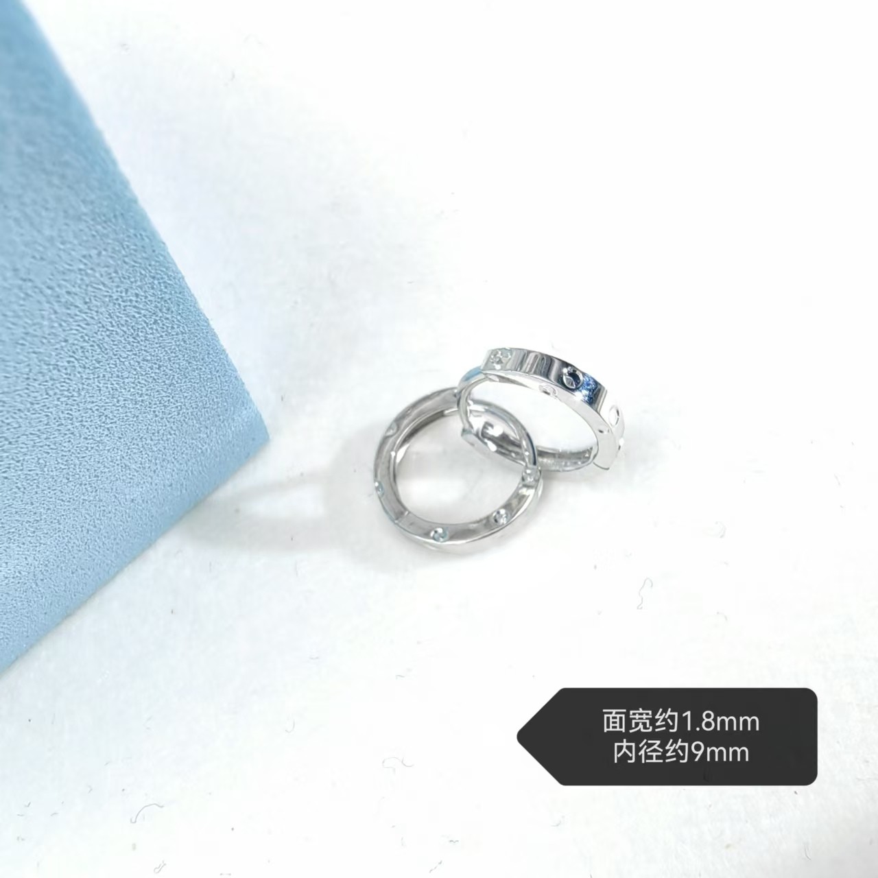 PT950铂金耳饰 约9mm 简约亮面铂金耳扣   kjek