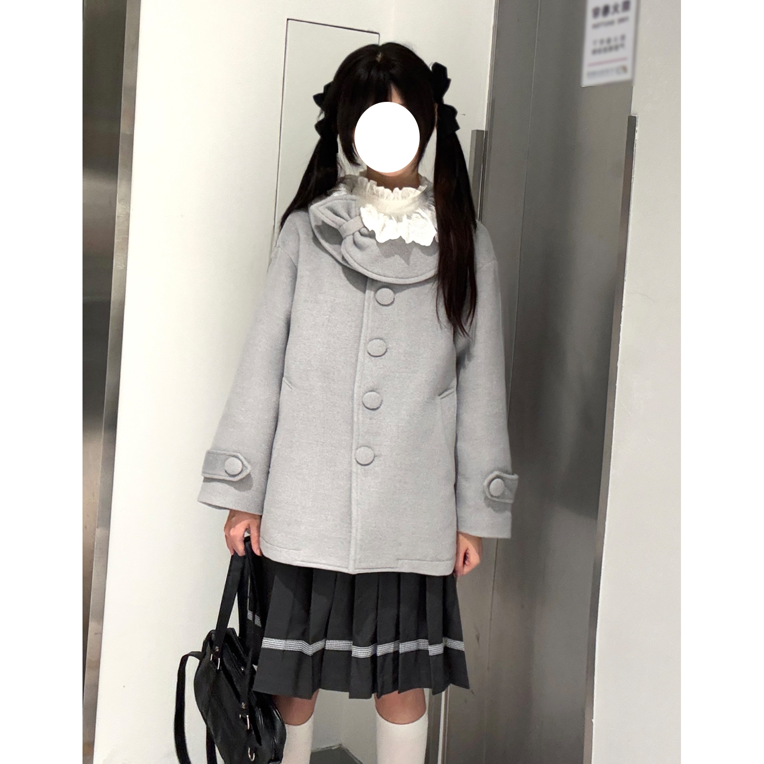 风屿】布丁熊原创jk制服冬新款毛呢外套短款小个子呢子大衣加厚冬