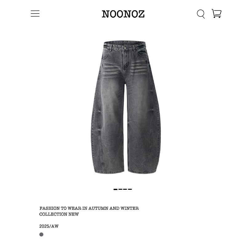 NOONOZ潮牌美式廓形弯刀牛仔裤男水洗做旧镰刀裤垂感显瘦阔腿裤子