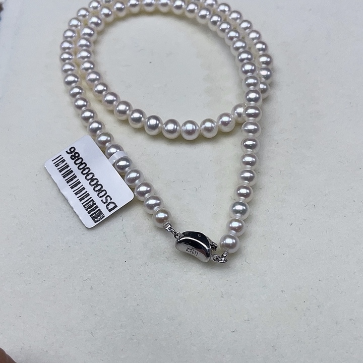 颈饰淡水珍珠银S925镶嵌卡5➕高品极光白炫彩