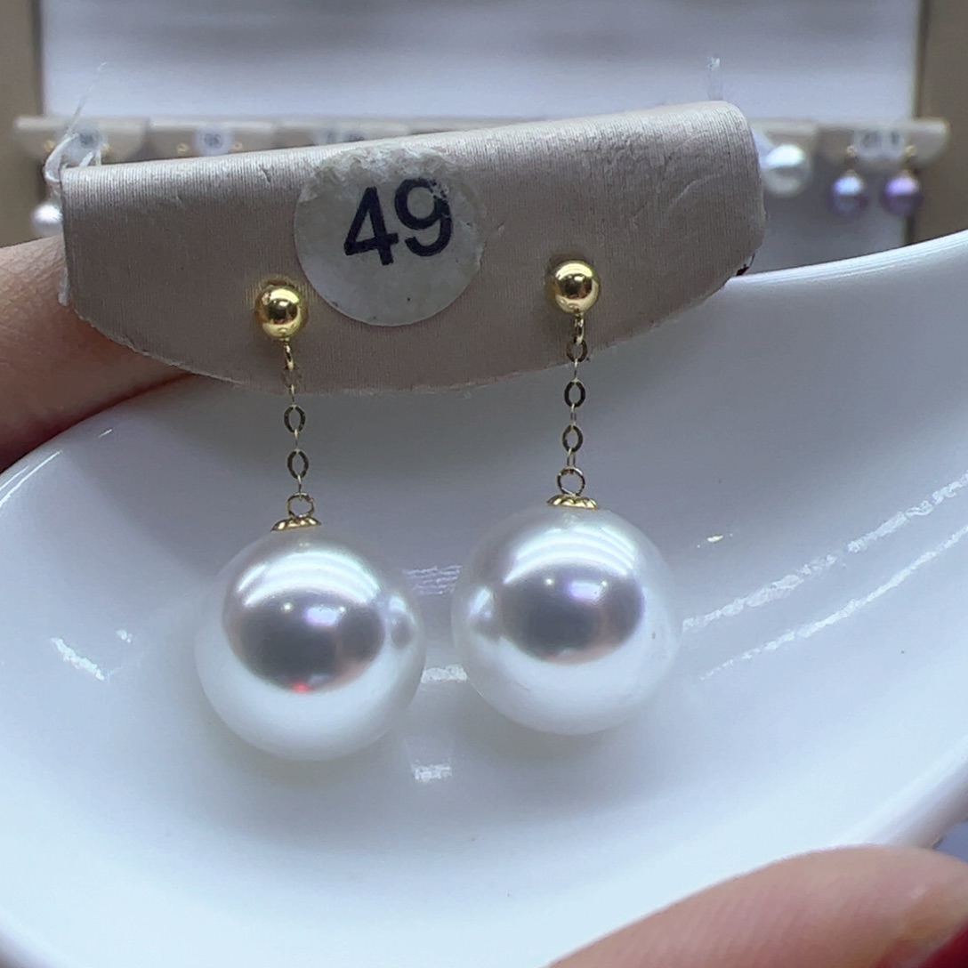 淡水珍珠耳饰18K金镶嵌