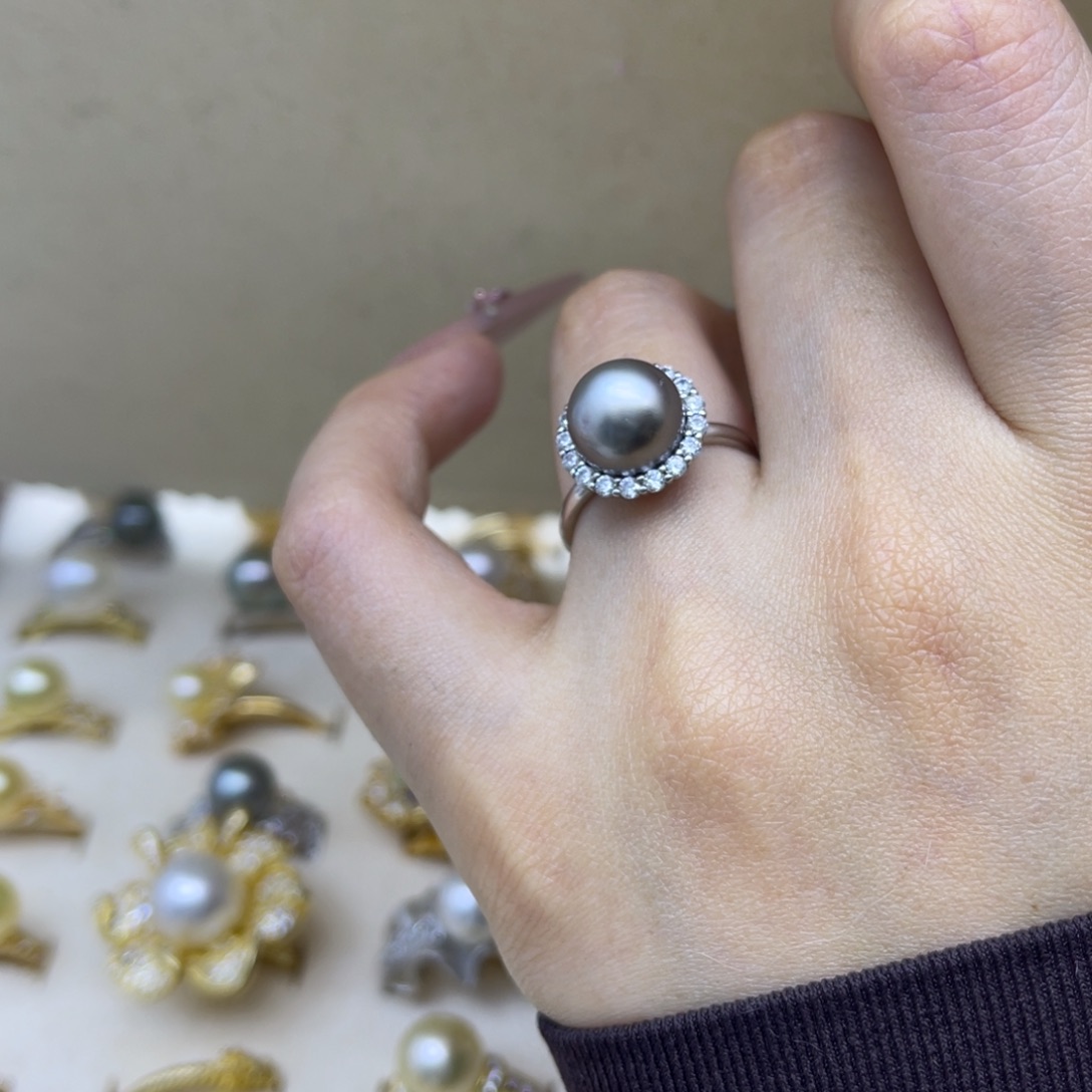 戒圈海水珍珠银S925镶嵌