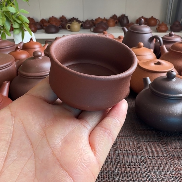 紫砂茶杯紫泥杯子70cc