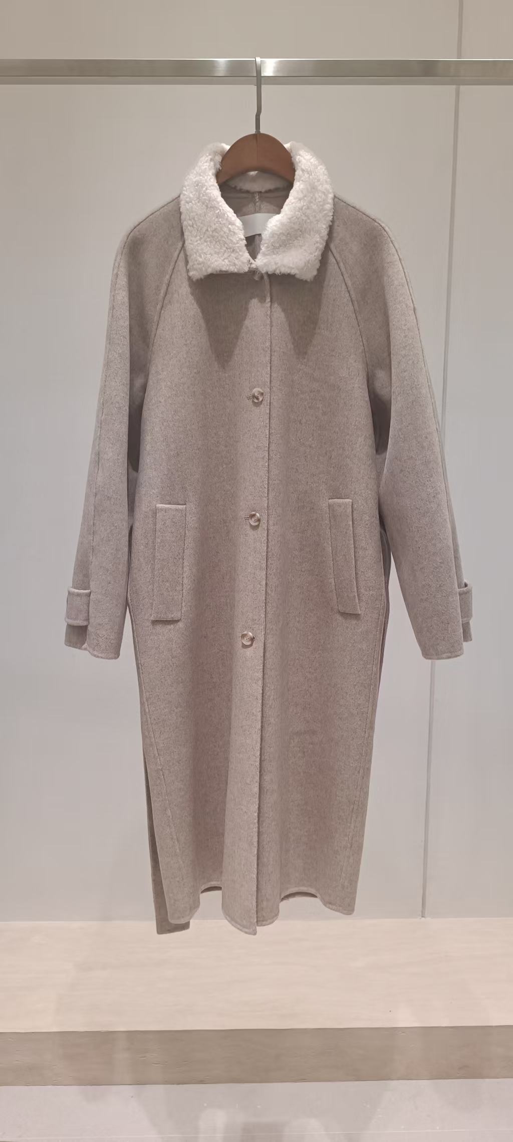 Fanggi 长款毛毛领羊绒羊毛大衣设计师款